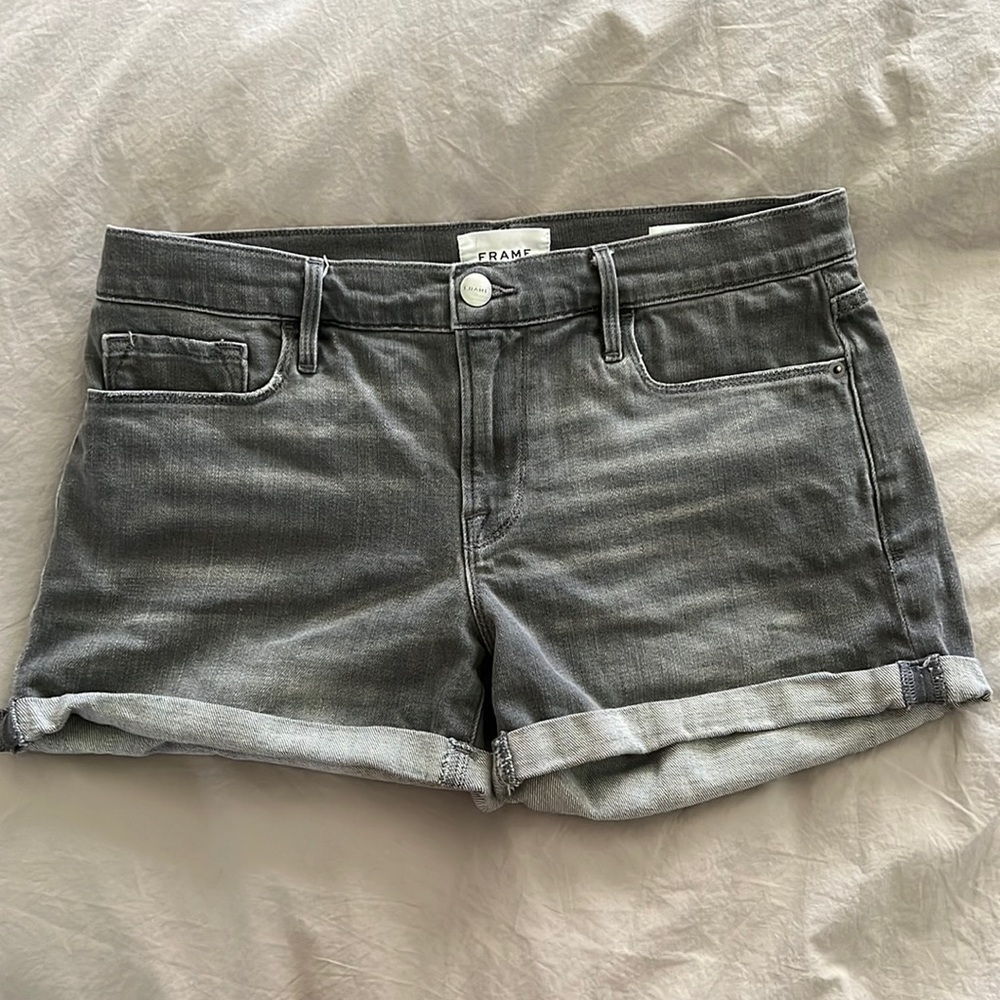 Frame gray denim shorts